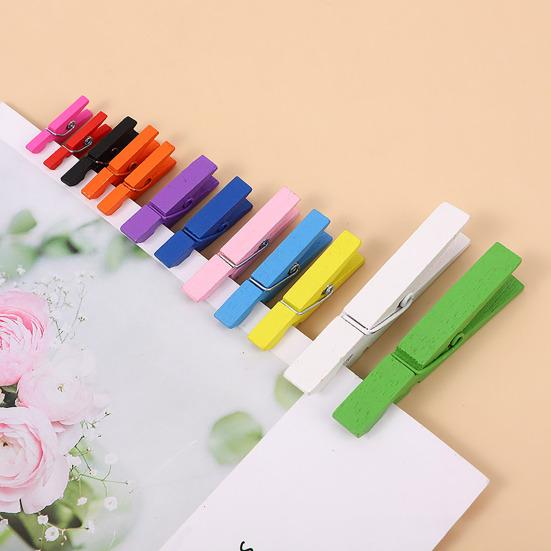 100Pcs Colored Clothes Pins Wooden Clothespins Smooth Edge Burr Free Strong Grip Heavy Duty Clothing Pins DIY Crafts Photo Clips