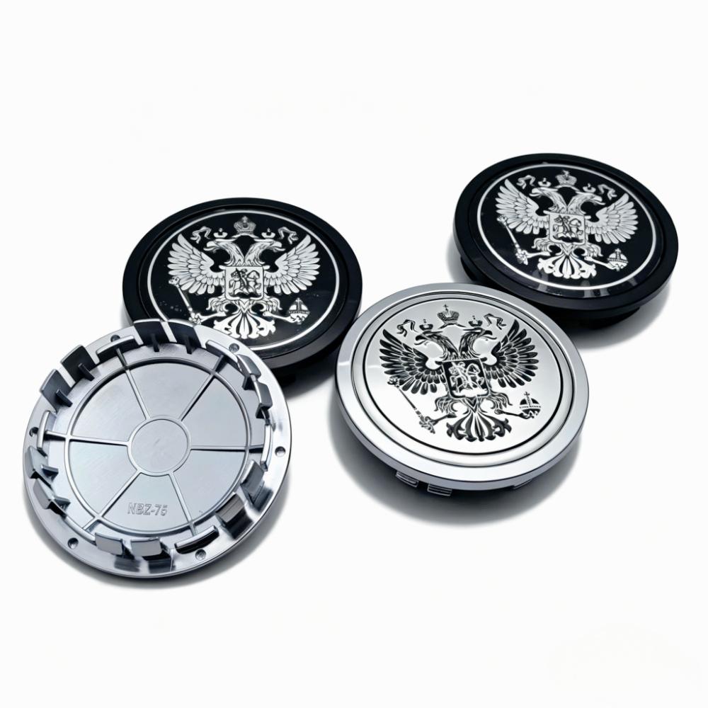 4pcs Russian Coat of Arms Logo Badge Car Wheel Center Caps 75MM Clips 65MM Wheels Hub Cap Rim Hubcaps Dust Cover Car Accessories