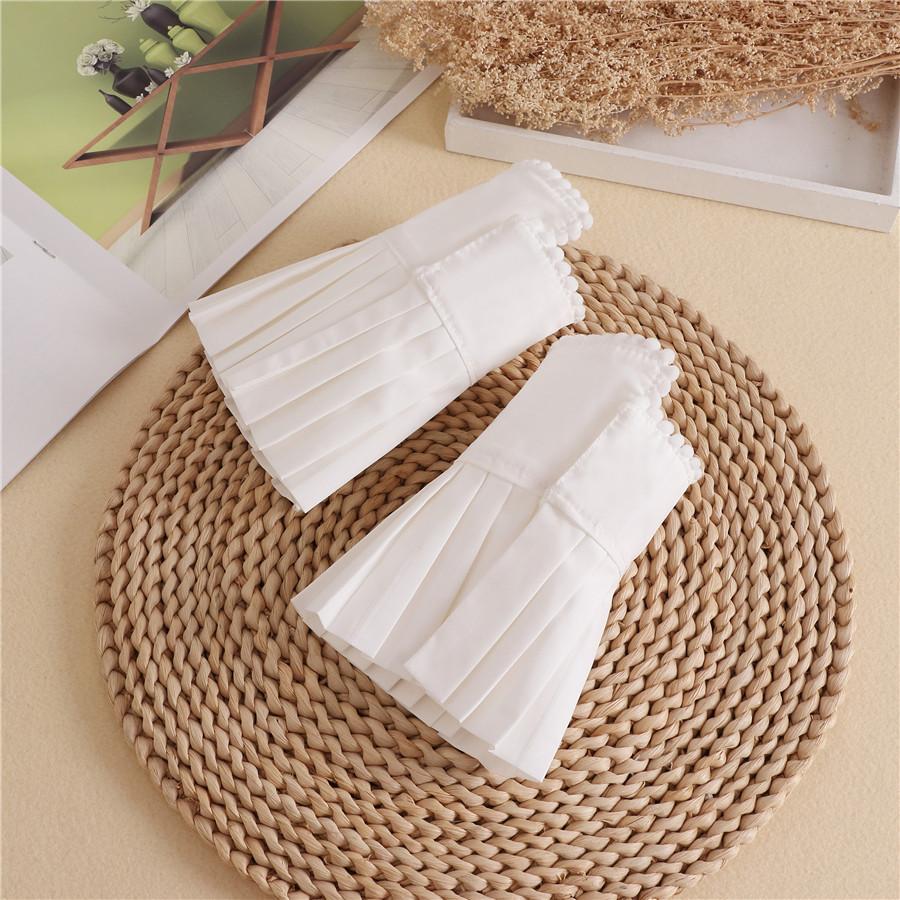 Chiffon Fake Flare Sleeves Girls Pleated False Cuffs for Women Sweater Wrist Warmers Female White Horn Cuffs Accessories