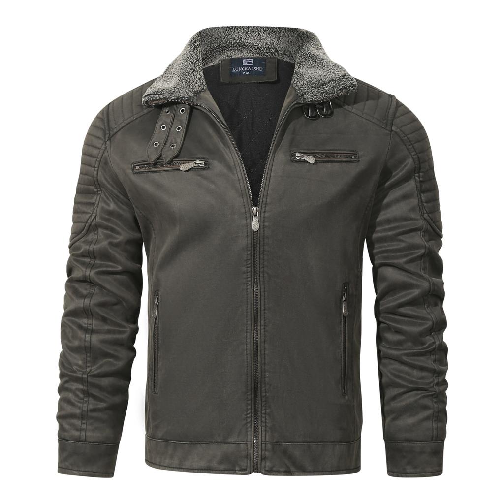 Fleecová bunda s klopami Kožešina integrovaná Nový pánský zimní kabát Pánský volný Pánské oblečení