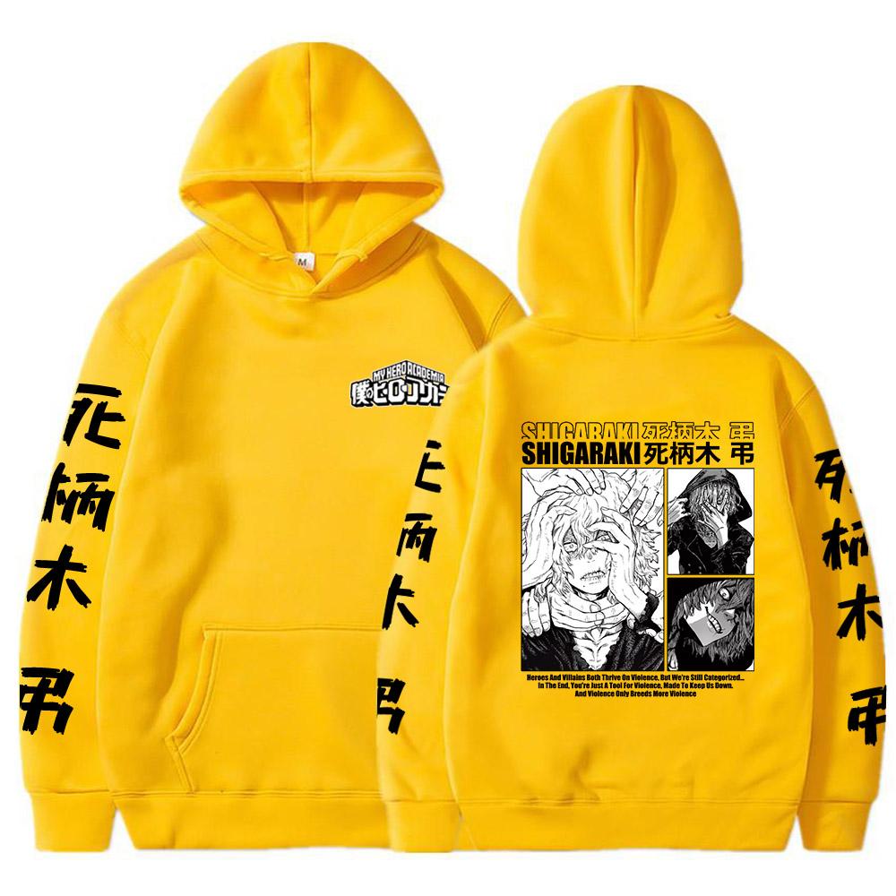My Hero Academia Аниме Streetwear MHA Shigaraki Tomura Print Мужские и женские толстовки с капюшоном Manga Harajuku Boku No Hero Academia Толстовка 4XL жёлтый