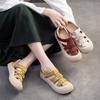 Summer Women's Roman Sandals Retro Worn High Heel Thick Sole Comfortable Breathable Leather Sandals
