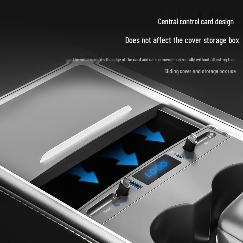 Tesla Model 3/Y Center Console Expansion Dock with Retractable Cable and Fast Charging