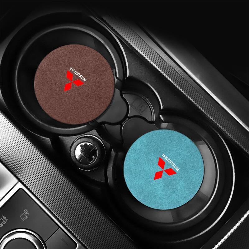 Porta-copos de Carro em Camurça Antiderrapante Isolamento Térmico para Copo de Água Tapete Decorativo Para Mitsubishi ASX Lancer L200 Pajero Sport Attrage Mirage Eclipse