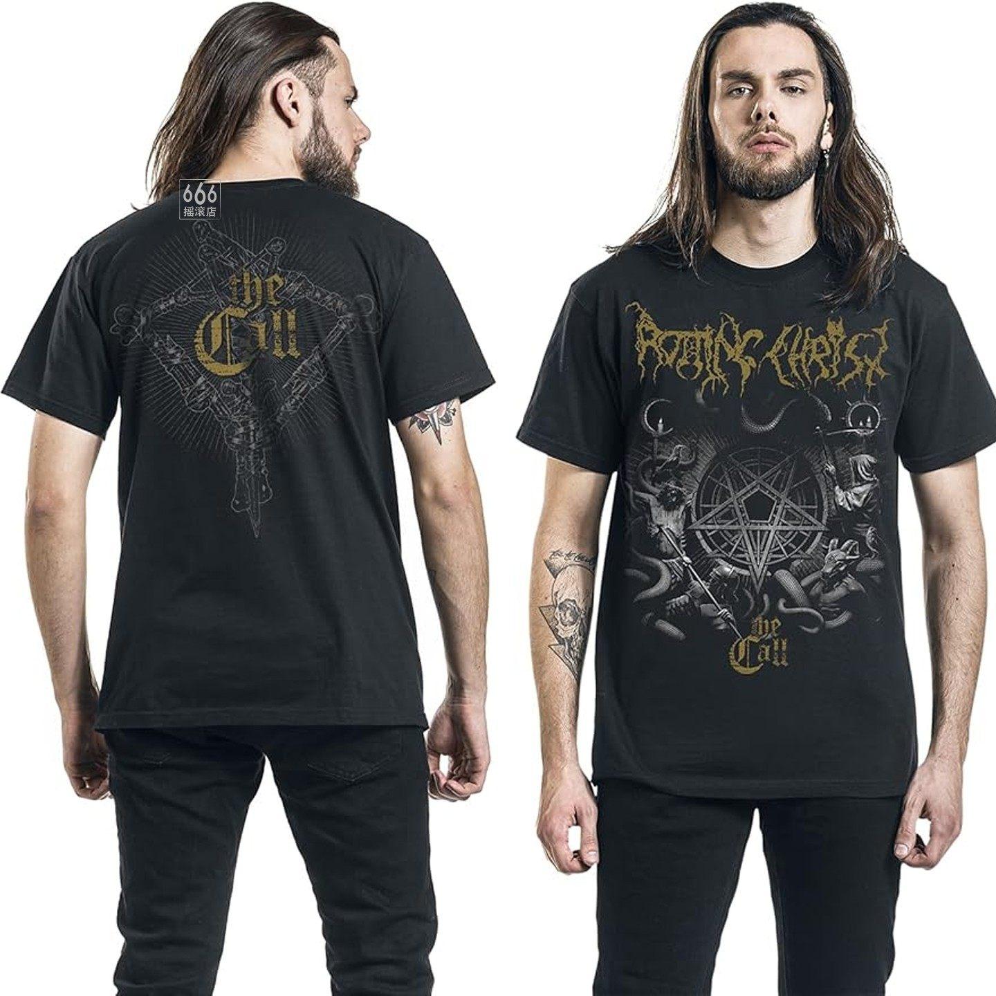 

Black Metal Band Pattern Printed Summer Pure Cotton Mens and Womens Casual Loose Everyday Versatile Shortsleeved Tshirt 4XL
