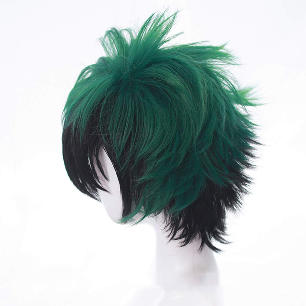 LVMEY Anime Cosplay Character Costume Accessory for Comiket Cultural and School Festivals Wig, Green/Black Short, Heat-Resistant Wig, Events,