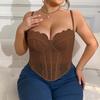 1XL-4XL Big Size Lace Corset Transparent Lace Crop Tops Elastic Suspender Vest  Ladies