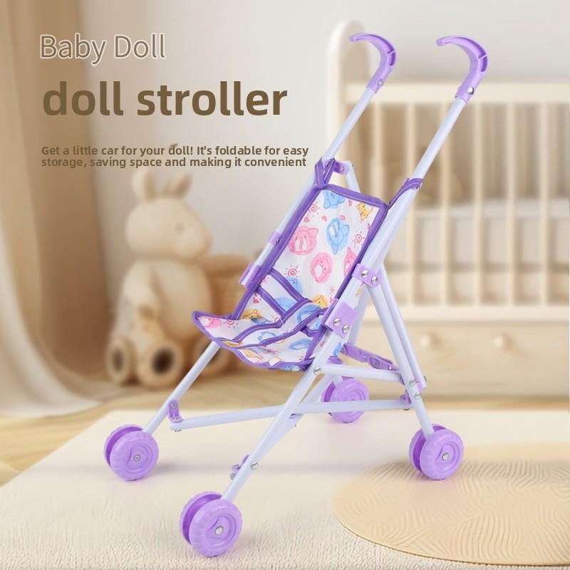 Passeggino Pieghevole Realistico per Bambole da 10 Pollici, Giocattolo Interattivo a Spinta per Bambini per lo Sviluppo Precoce, Gadget per Feste