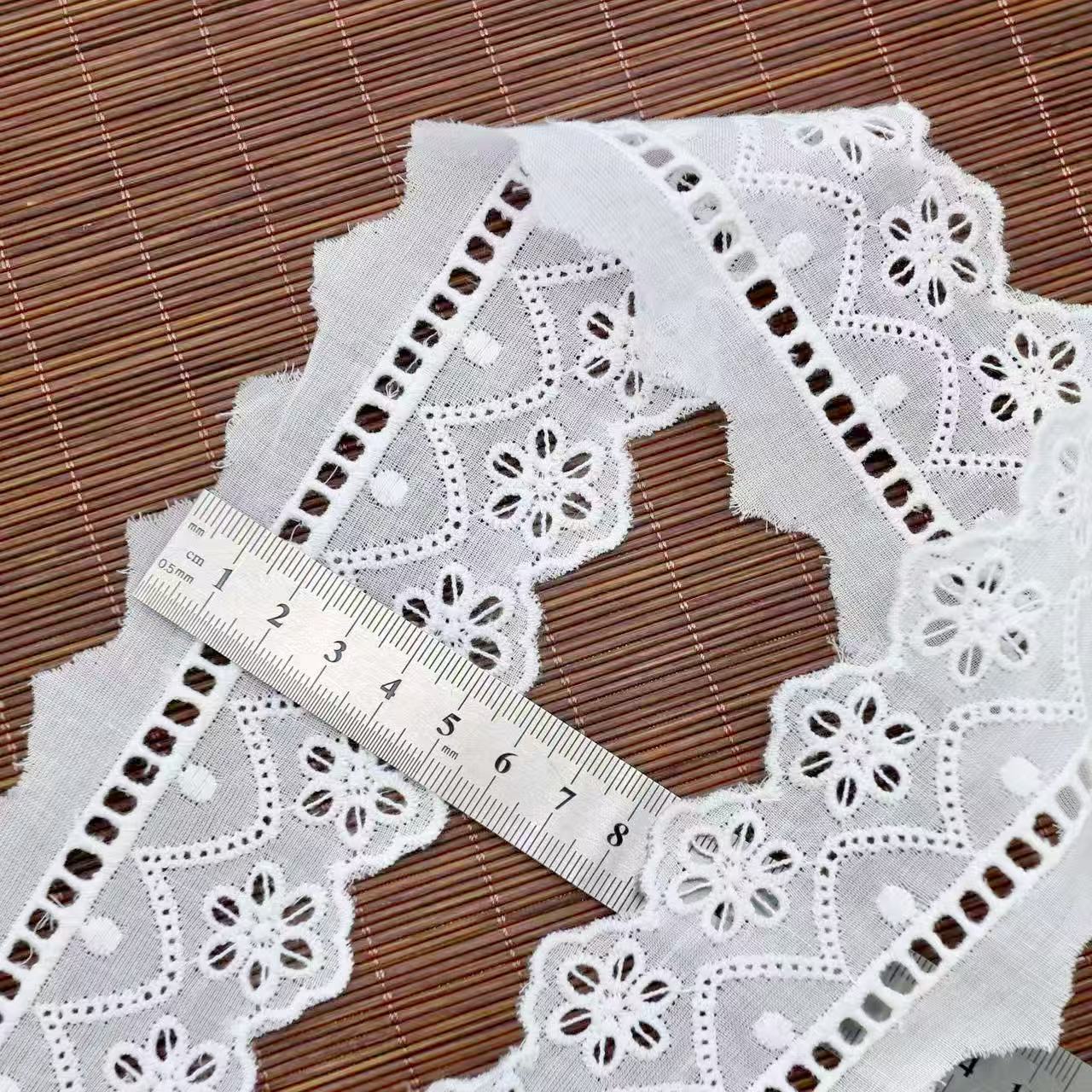 Хлопковое кружево с вышивкой ажурными узорами, Кружево с волнистой перфорацией и мелкими полосками, Аксессуары для женской юбки, Аксессуары для одежды ol5073