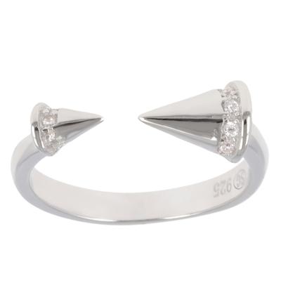 Silver Ring 'Cleopatra' White Silver (rhodium) - 14x6mm