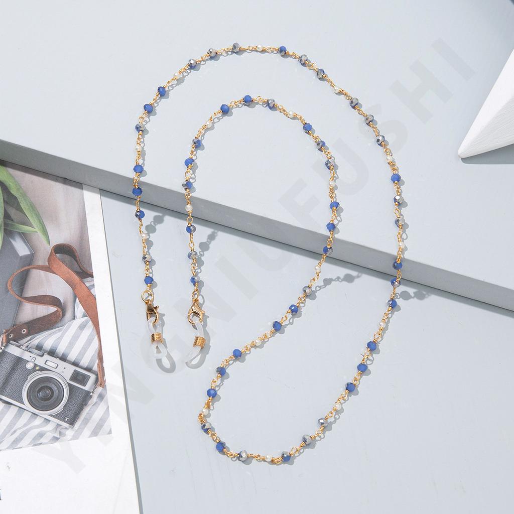 Color Crystal Glasses Mask Chain, New European and American Fashion Glasses Rope Mask Rope Non-slip Neck Lanyard
