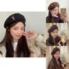 Trendy Retro Brown Wool Beret For Women Winter Stylish Warm Artist Hat Cotton