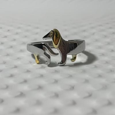 Bague Anneau Index Ouvert Chien Teckel Mignon pour Femmes - Design de Niche Simple et Fashion