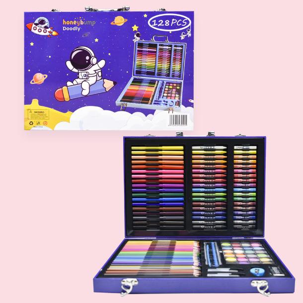 145-Piece Deluxe Watercolor Pen Set for Kids - Double-Layered Aluminum Box Art Supplies & Painting Tools