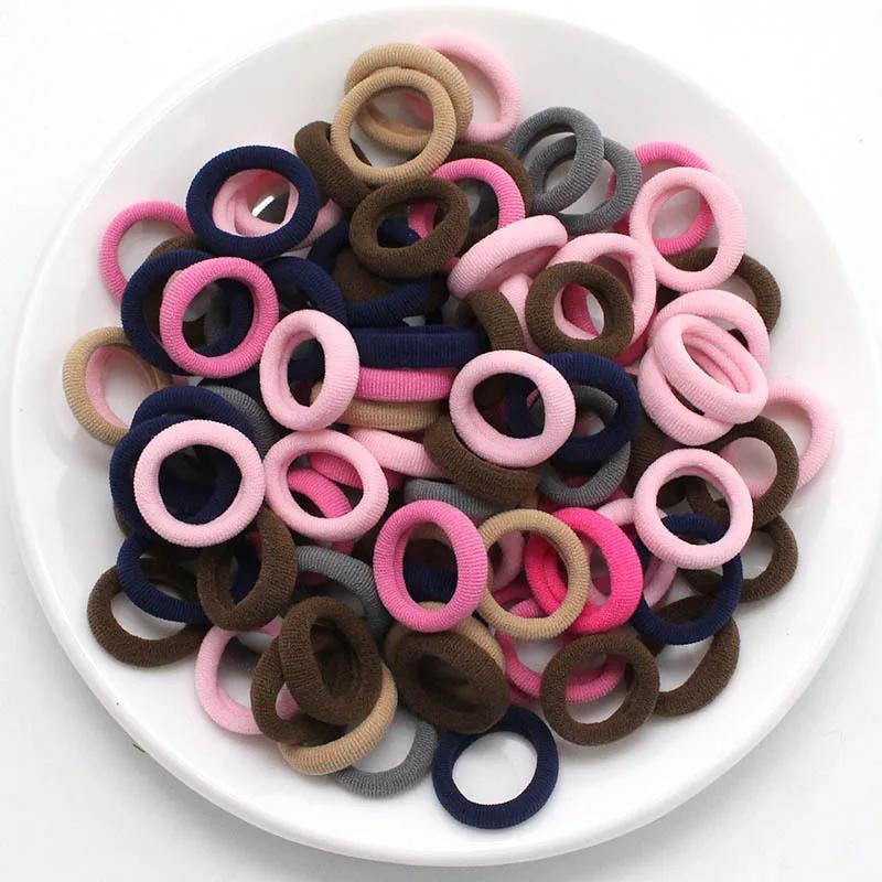 100PCS/Set Women Girls Basic Hair Bands Simple Solid Colors Elastic Headband Hair Ropes Ties Hair Accessories Ponytail Holder