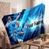 Erling Haaland Personalized Fleece Blanket With Football Logo, Custom Name Text Soft Warm Home Throw Blanket
