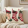 Red Socks Merry Chrismas Cushion Cover Linen Pillowcase Soft  for Sofa Bed Home Room Decor