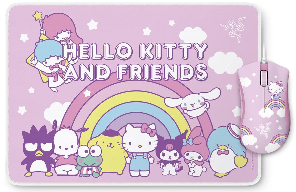 Hello Kitty Mouse Mouse Pad Set Razer DeathAdder Essential Goliathus Medium Bundle Hello Kitty and Friends Edition Wired 5 Buttons 6400 DPI Optical