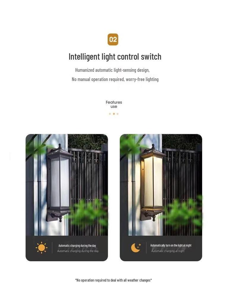 2025 Chinese Style Solar LED Outdoor Wall Sconce - Antique Villa Front Door Lamp, Super Bright
