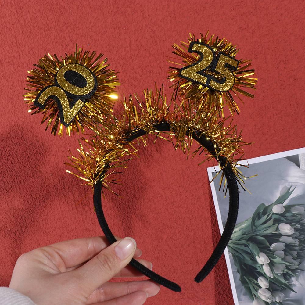 Black Gold 2025 New Year Headbands Wear-resistant Cosplay Headbands  Costume Party Accessories