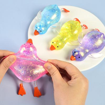 Squeeze Glitter Duck Stress Relief Toy Mini Stretchy Duck Fidget Toy Soft Animal Sensory Toy for Birthday Party Favors Anxiety Relief