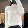 One-line Ready-to-wear Half-high Neck Hollow Cardigan for Women In Autumn and Winter New Loose and Versatile Warm Wool Knitted Base Shirt