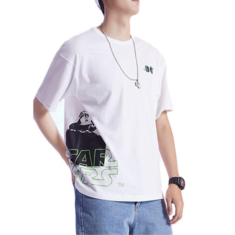 Li Ning T Shirts Men's White Crew Neck Moderate Straight Fit AHSQ267-3