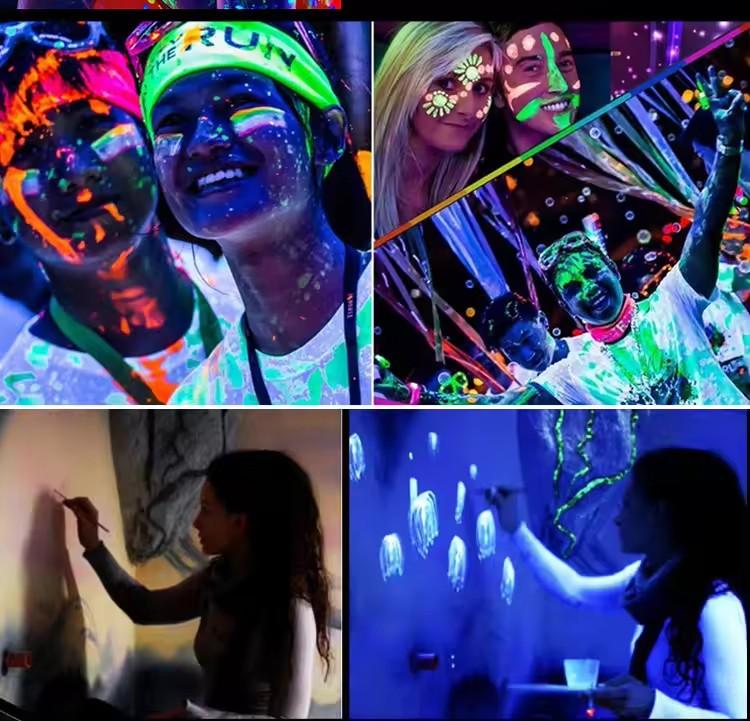10ml Multiple Color Boby Paint Face Painting Art Palette Glitter Neon Party Black Light Glow in the Dark Makeup Set