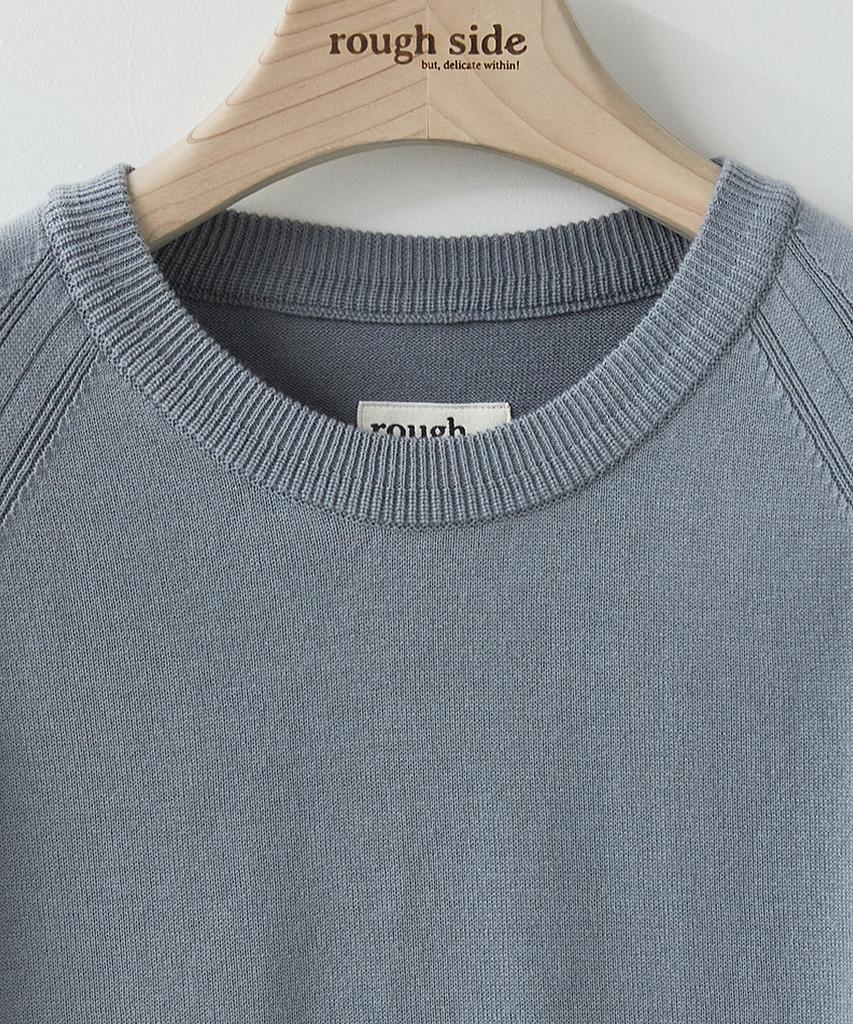 Leopeusaideu Raglan Half Knit Fog Blue