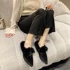 Fashion Fur Women Flats Cotton Boots Pointed Toe Suede Warm Shoes 2024 Winter Designer Snow Boots Short Plush Walking Sexy Lady Shoes