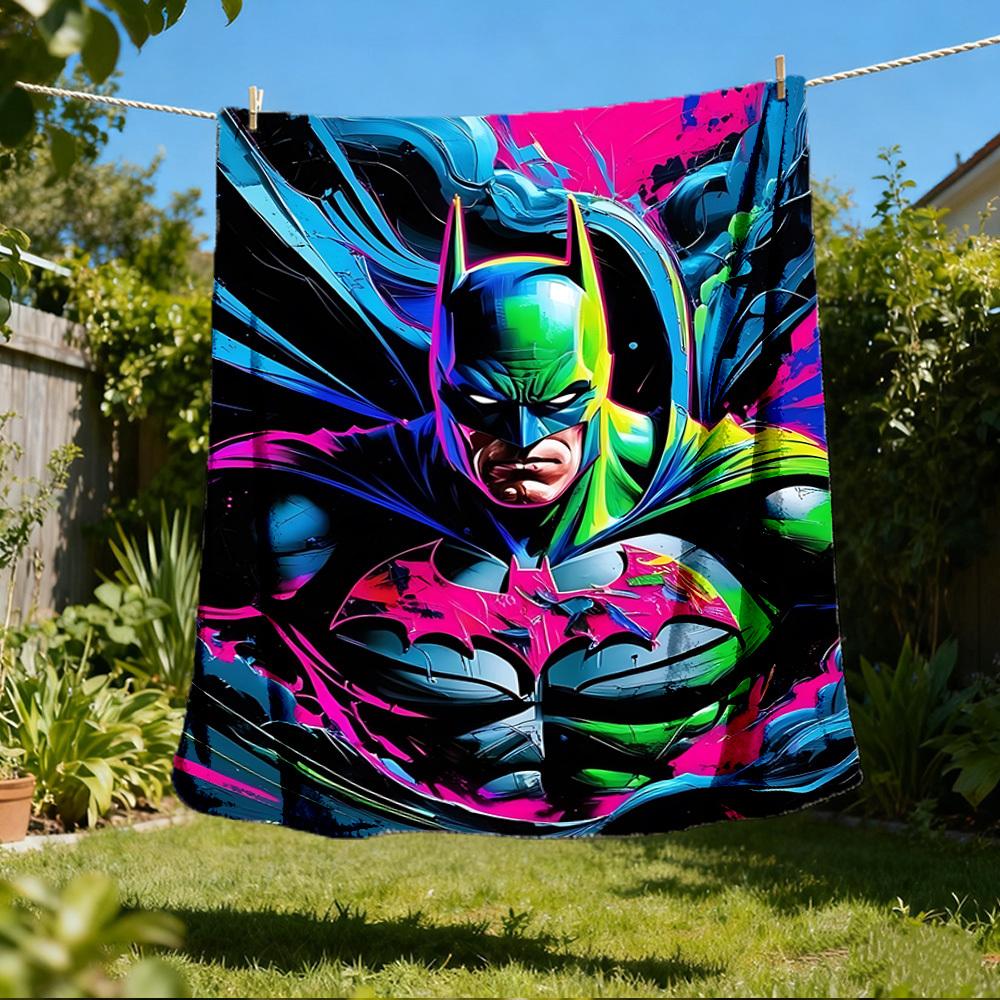 1pc Batman, Superhero Outdoor Flannel Throw Blanket Soft, Lightweight & Warm for Sofa, Office 80x120cm