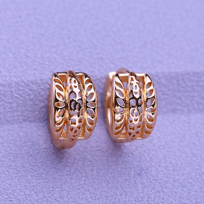 LSOOYH Clip øredobber Rose gull farge mote øredobber for kvinner geometri hule stud øredobber smykker