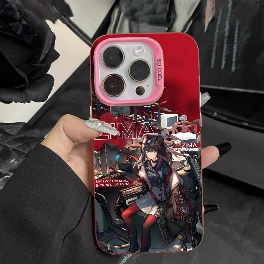 Arknights Zima Roze Transparante Mobiele Telefoonhoes voor iPhone 17 16 15 14 13 12 11 X XR XS Air Pro Max Plus Kleurrijke Cover