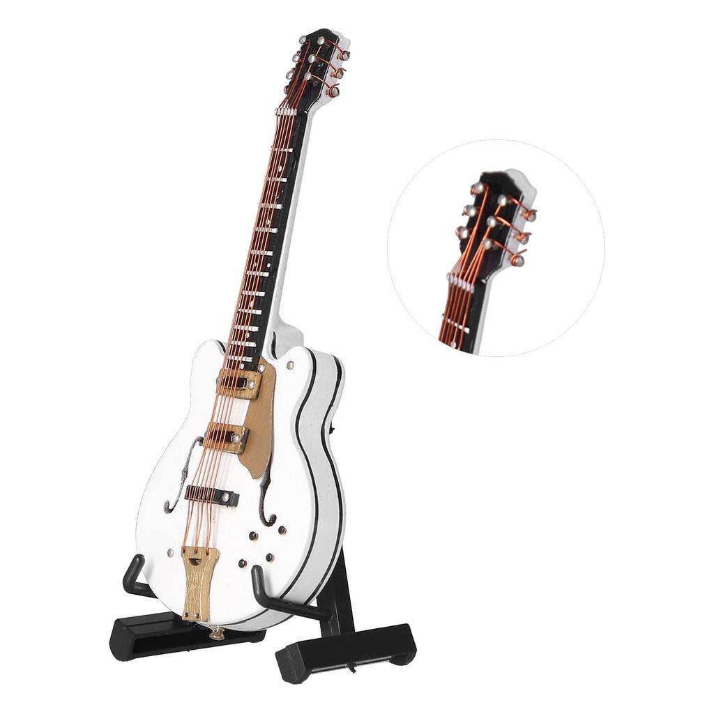 Guitar Model Mini Exquisite White Musical Instrument Handicraft Ornament for Home Office Decoration