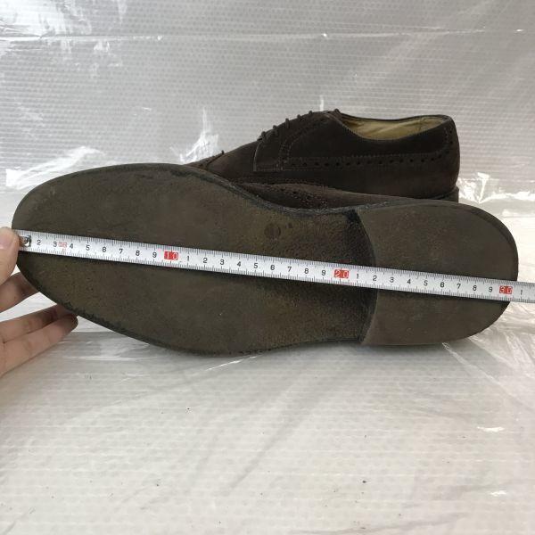 ANTICA CUOIERIA Semišové boty s křídlovou špičkou [43.5/27.5-28.0/Hnědá] Společenské(POUŽITÝ)