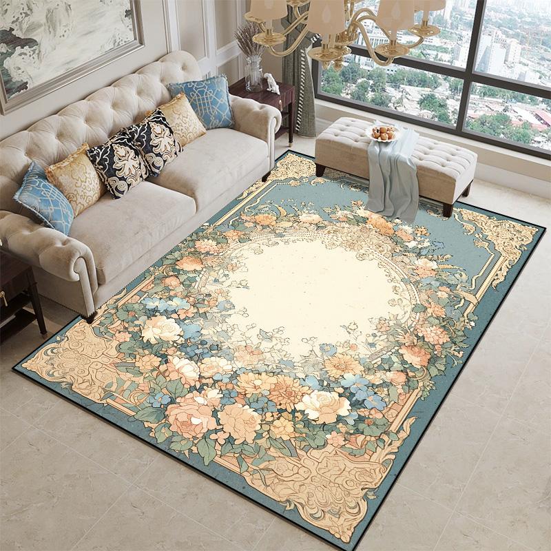 

Європейський Квітковий Великий Килим Вітальня Розкішна Декорація Дім Спальня Приліжкові Килимки Праний Гардероб Нековзні М які Килимки 180*280cm