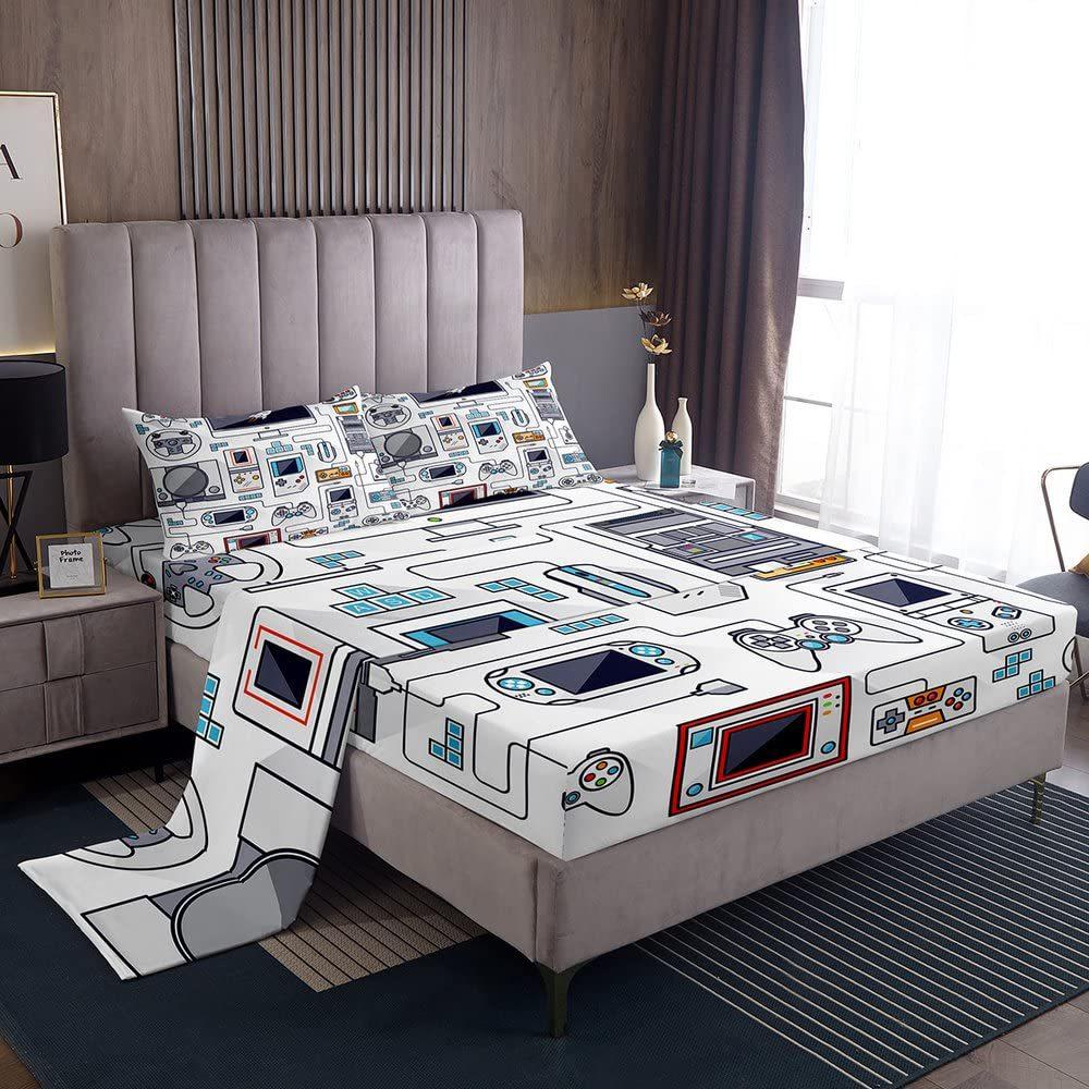 Gamepad Pattern Mattress Four-Piece Bedding Set Bedroom Dormitory Bedding Decoration