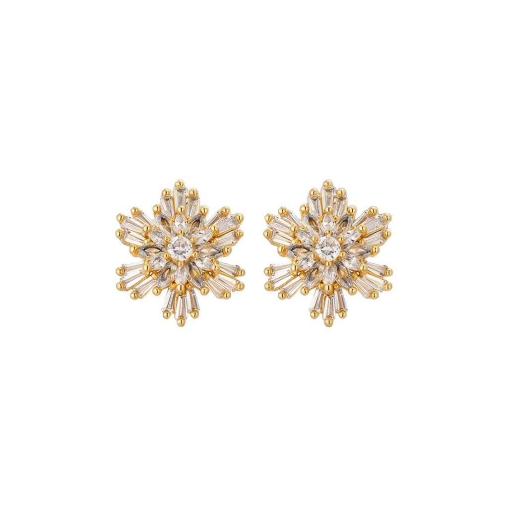 Yanbai Elegant Snowflake Micro-inlaid Zirconia Diamond Stud Earrings for Women