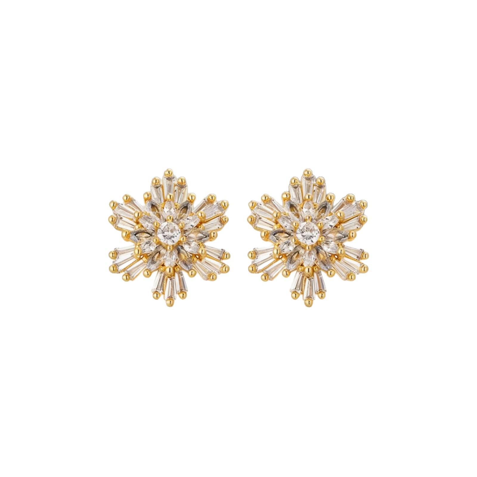 Yanbai Elegant Snowflake Micro-inlaid Zirconia Diamond Stud Earrings for Women