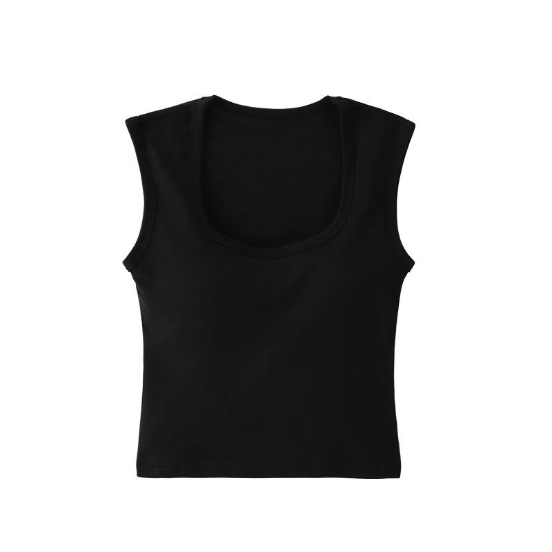 Cotton Vest for Women In Summer Wear Beautiful Back Bra with Chest Pads Integrated Wide Shoulder Strap Suspender Cover Pair Breasts Top