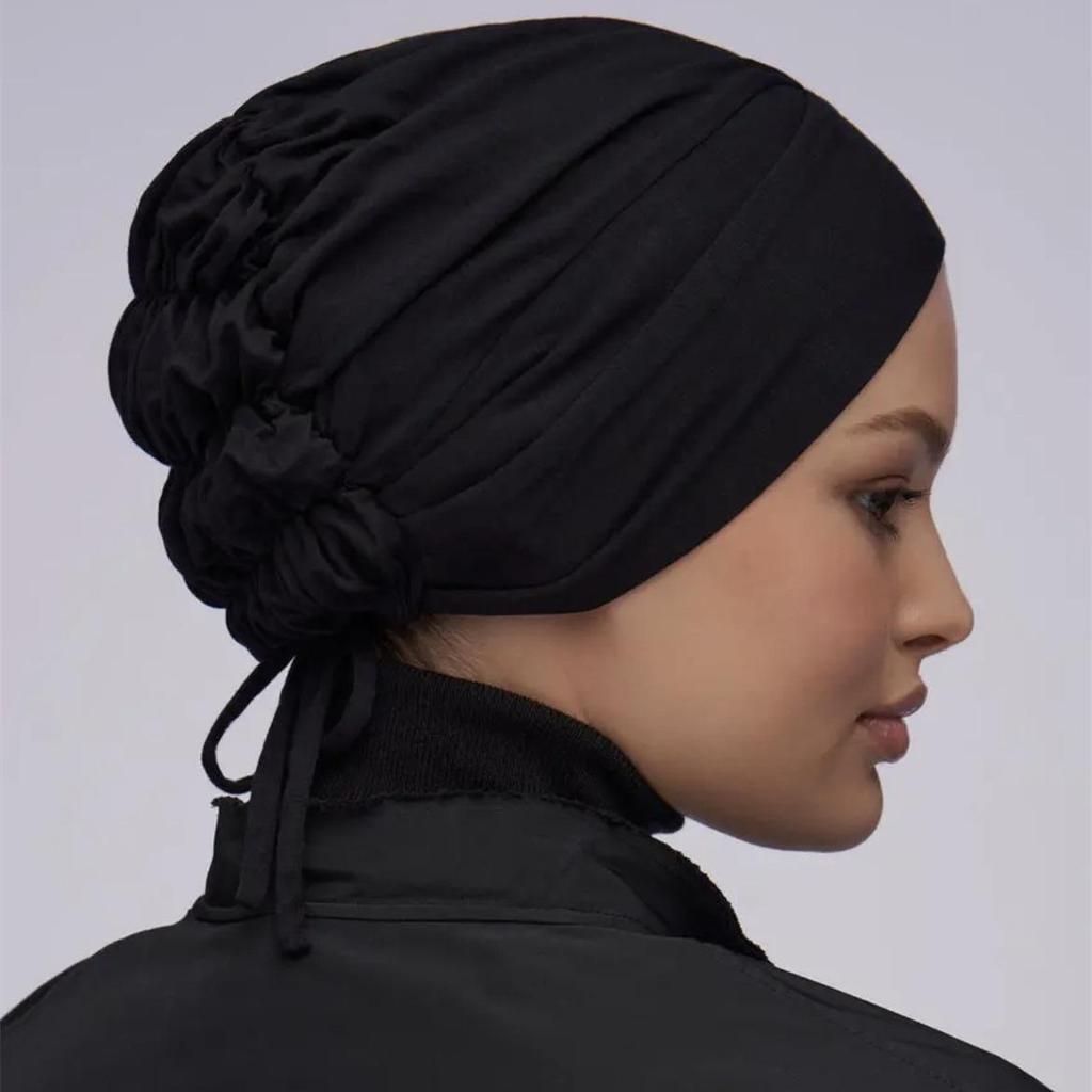 Modal Cotton Stretch Elastic Postpartum Cap - Solid Color Tie-on Indian Hat