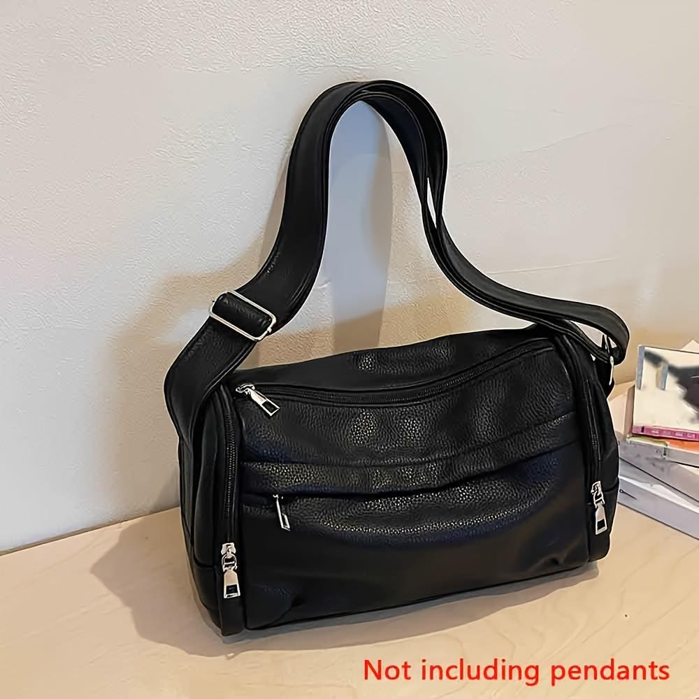 Messenger Bag, Unisex, Large Capacity, Multi-Pocket, Shoulder Bag, Commute/Travel, Casual, Versatile Crossbody Pillow-Shaped Bag чёрный