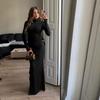  American Women's Fashion 2025 Autumn New Waist-Cinched Mid-High Neck Elegant Slim Fit Dress Socialite Dress