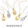 MamacitaLay 18K Gold Plated Stainless Steel Zircon Star Twelve Constellation Shell Necklace Women's Waterproof Neck Jewelry Gift