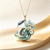 Vintage Jade Orchid Spirit Snake Light Luxury Keychain Pendant Elegant Snake Pendant Necklace For Girlfriend Jewelry Gift