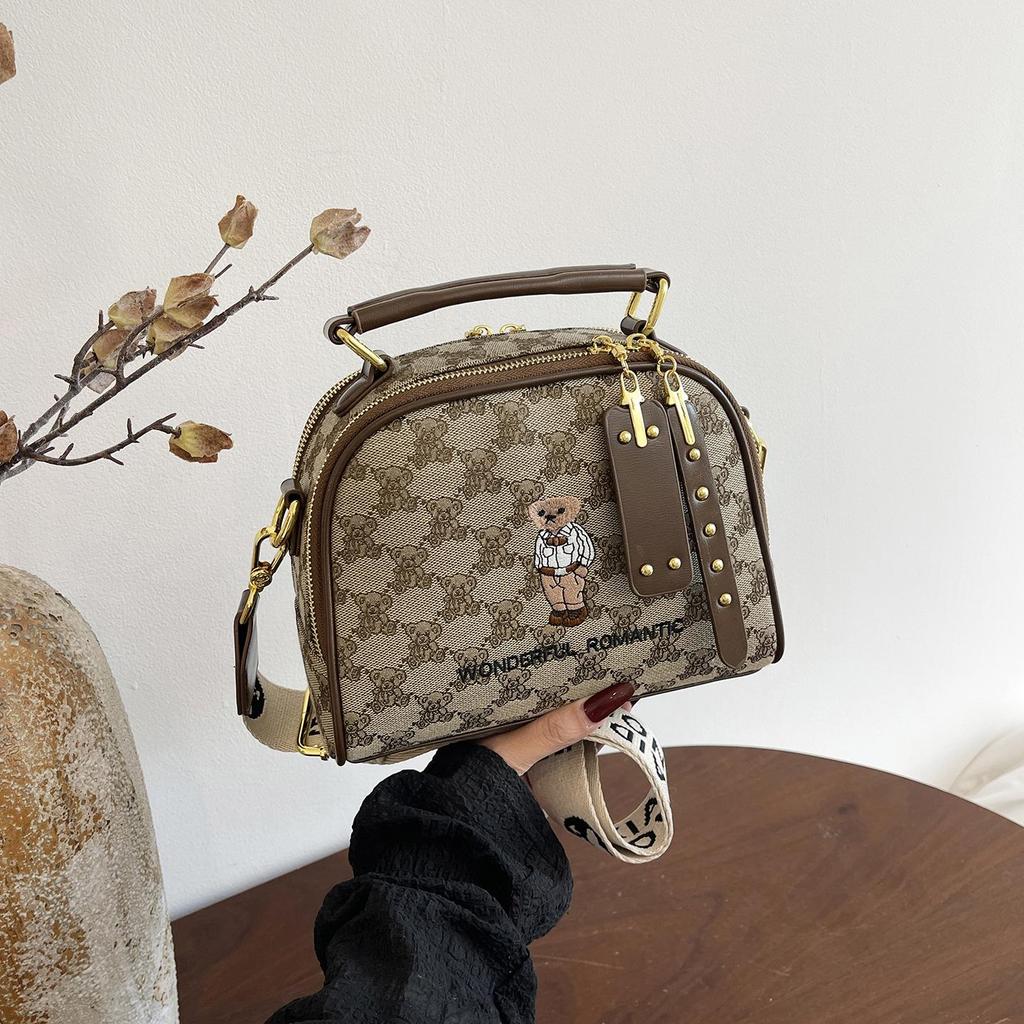 2026 New Bear Embroidery Women's Versatile Crossbody Shoulder Bag
