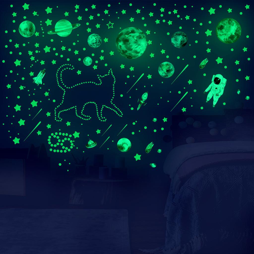 849Pcs Glow in the Dark Stars Planet Spaceship Wall Sticker DIY Luminous Ceiling Decal for Kids Room Bedroom Home Decor