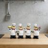 Yousheng Cartoon Chef Figurine Hand-Painted Holding Fruit Plate Cake Noodles Spoon Chef Statue Sculpture Home Kitchen Dining Room Decoration Ornament