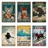 Black Cat Sky Because Murder Is Wrong Skiing The Meowtains Are Calling and I Must Go Cat Metal Plaque Mural Tin Sign Poster