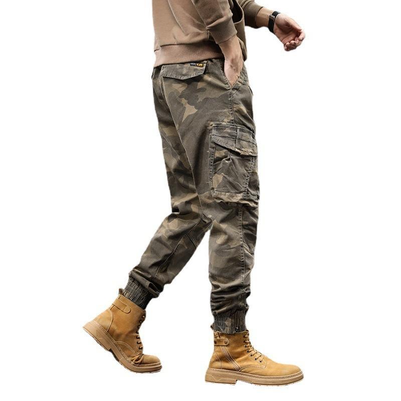 Camouflage elastic Harlan pants men's breathable trendy brand loose tied tote overalls men's spring and autumn casual pants men's models